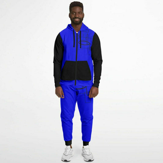 Fellas Blue Abstract Zip Hoodie Jogger Set