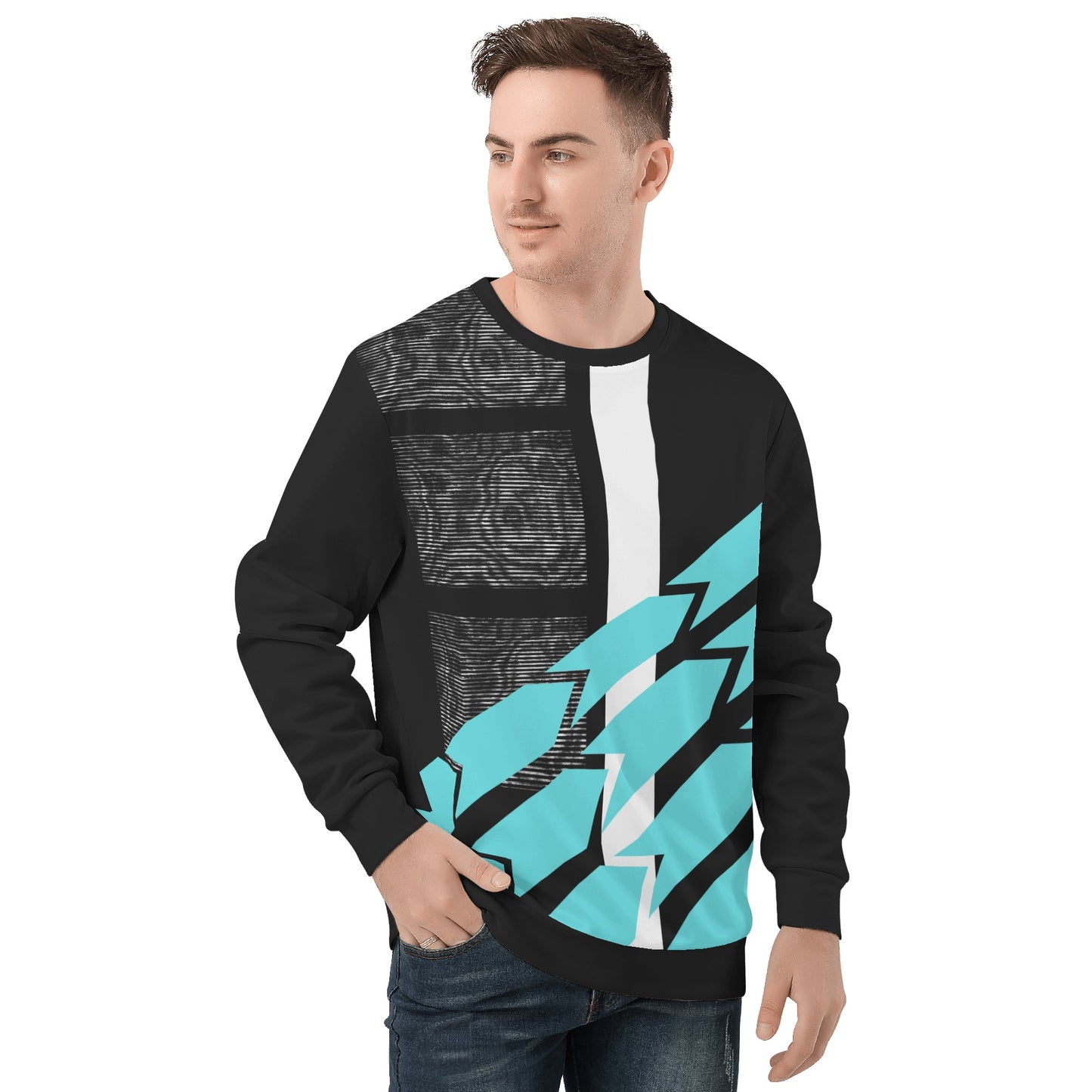 Teal Abstract Crewneck Sweater