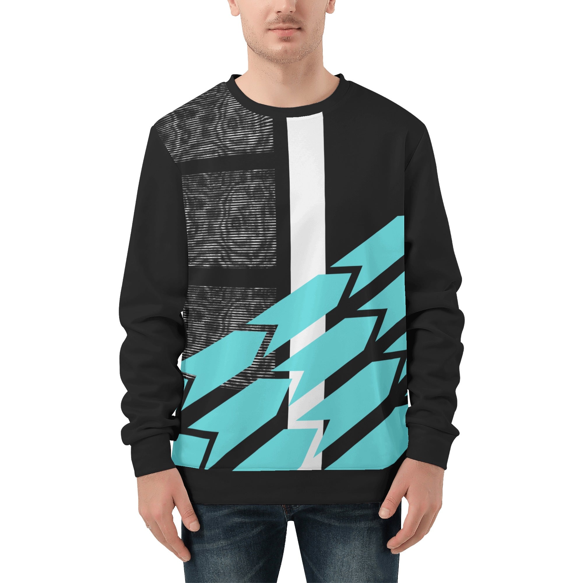 Teal Abstract Crewneck Sweater