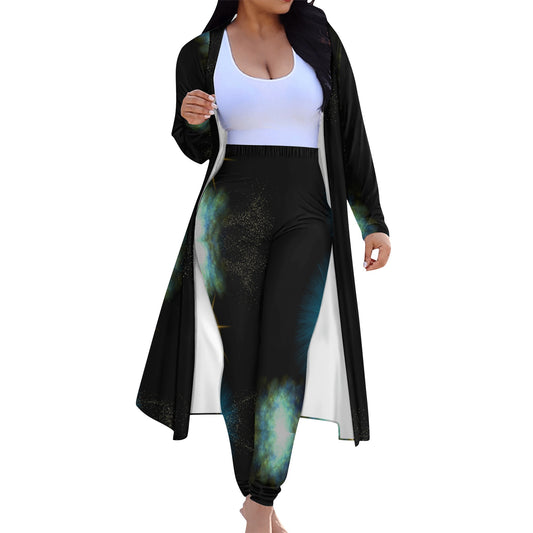 Galaxy Burst Long Sleeve Cardigan and Leggings Set 2pcs