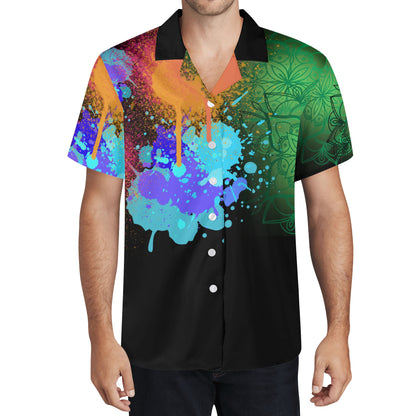 Painted Floral Black Casual Shirt