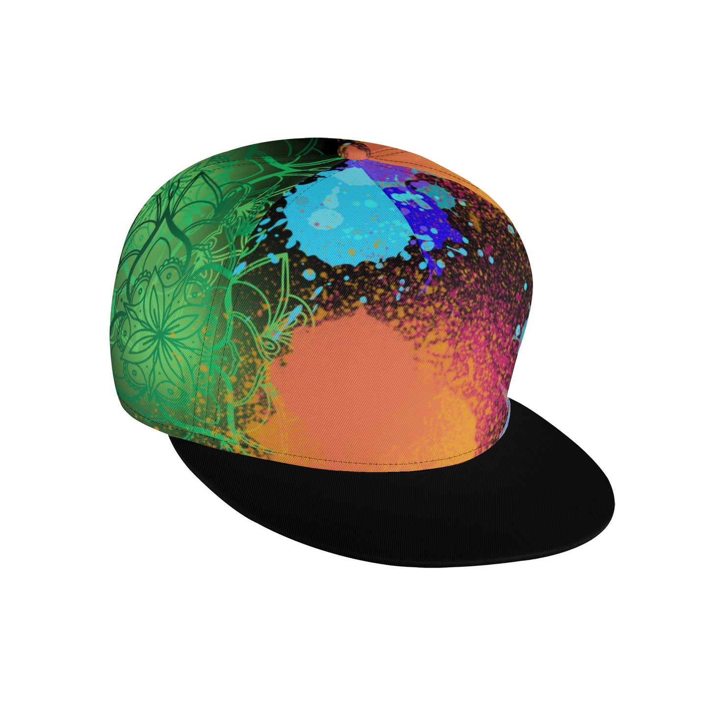 Painted Floral Blk Snapback