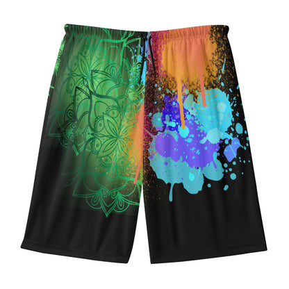 Fellas Painted Floral Black Beach Shorts