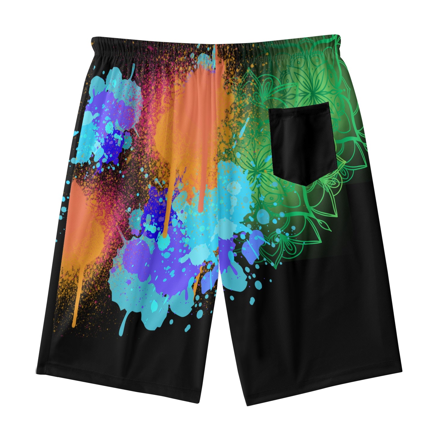 Fellas Painted Floral Black Beach Shorts