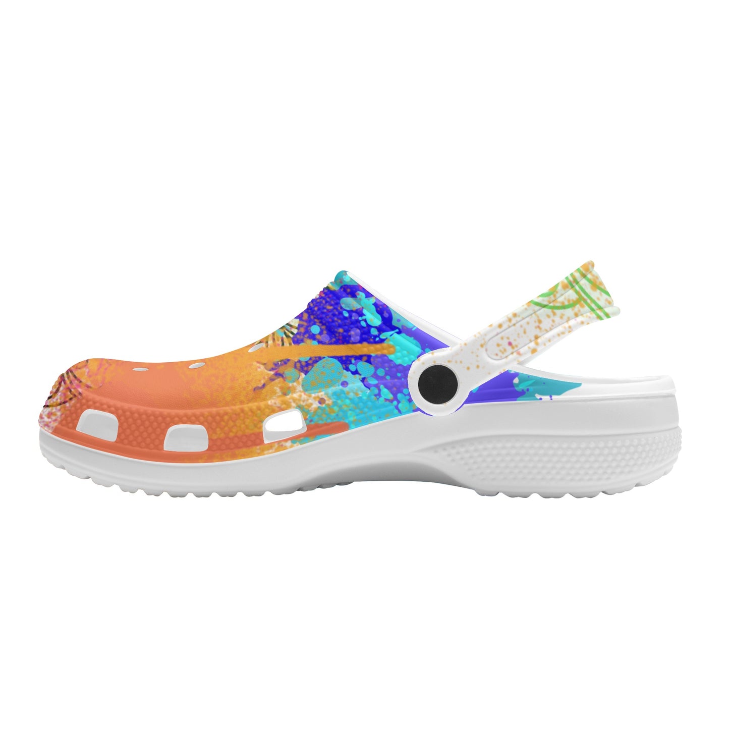 Ladies Painted Floral Clogs