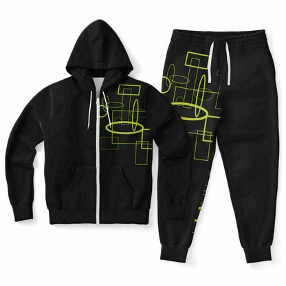 Fellas Black n Gold Abstract Hoodie Jogger Set