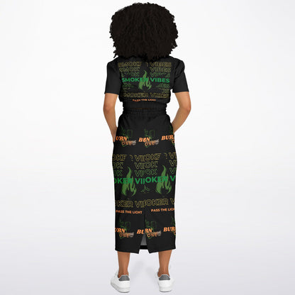 SmokerVibes Short Sleeve Sweatshirt and Long Pocket Skirt Set