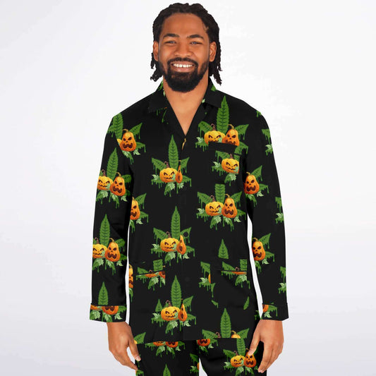 Fellas Halloween Pumpkin Satin Pajamas