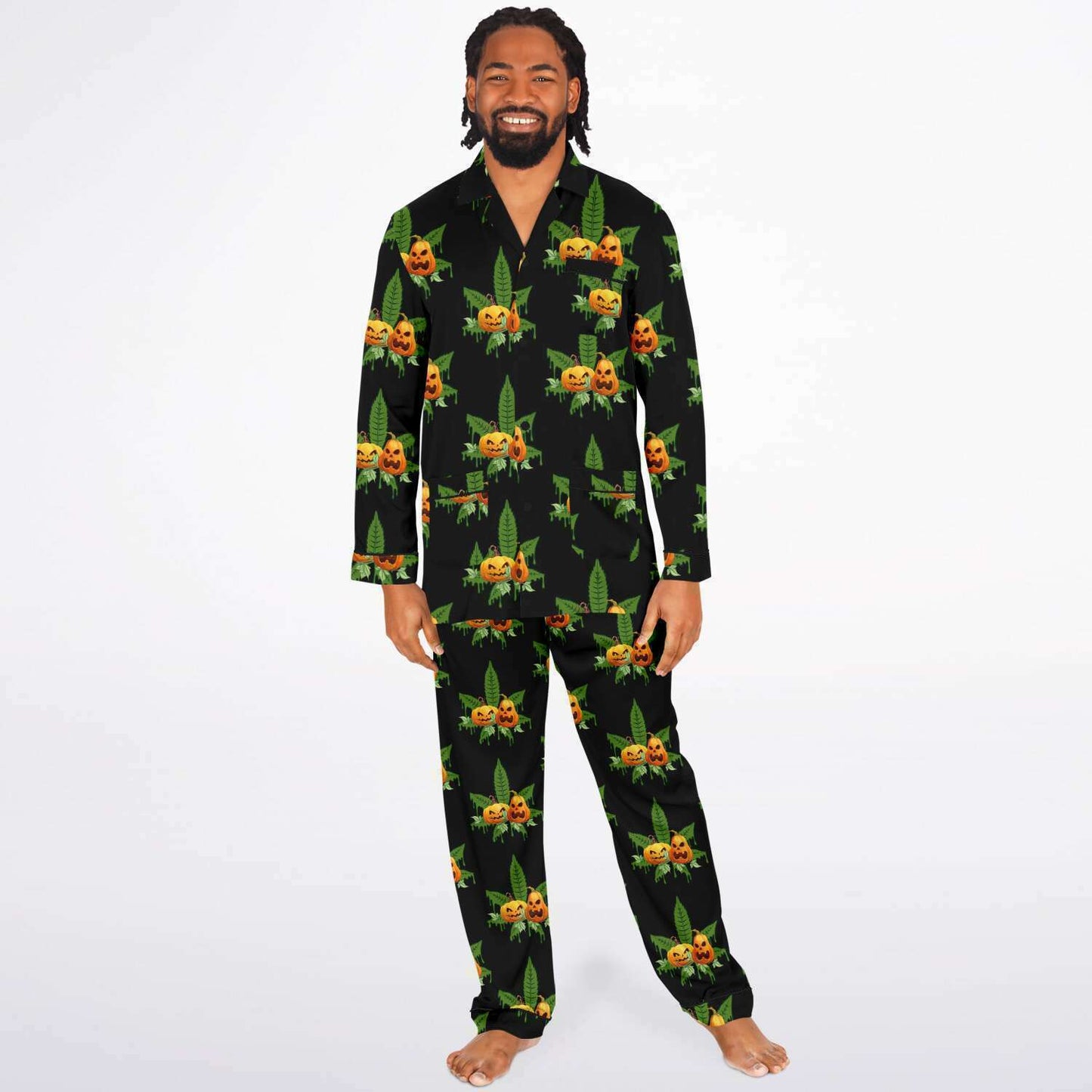 Fellas Halloween Pumpkin Satin Pajamas