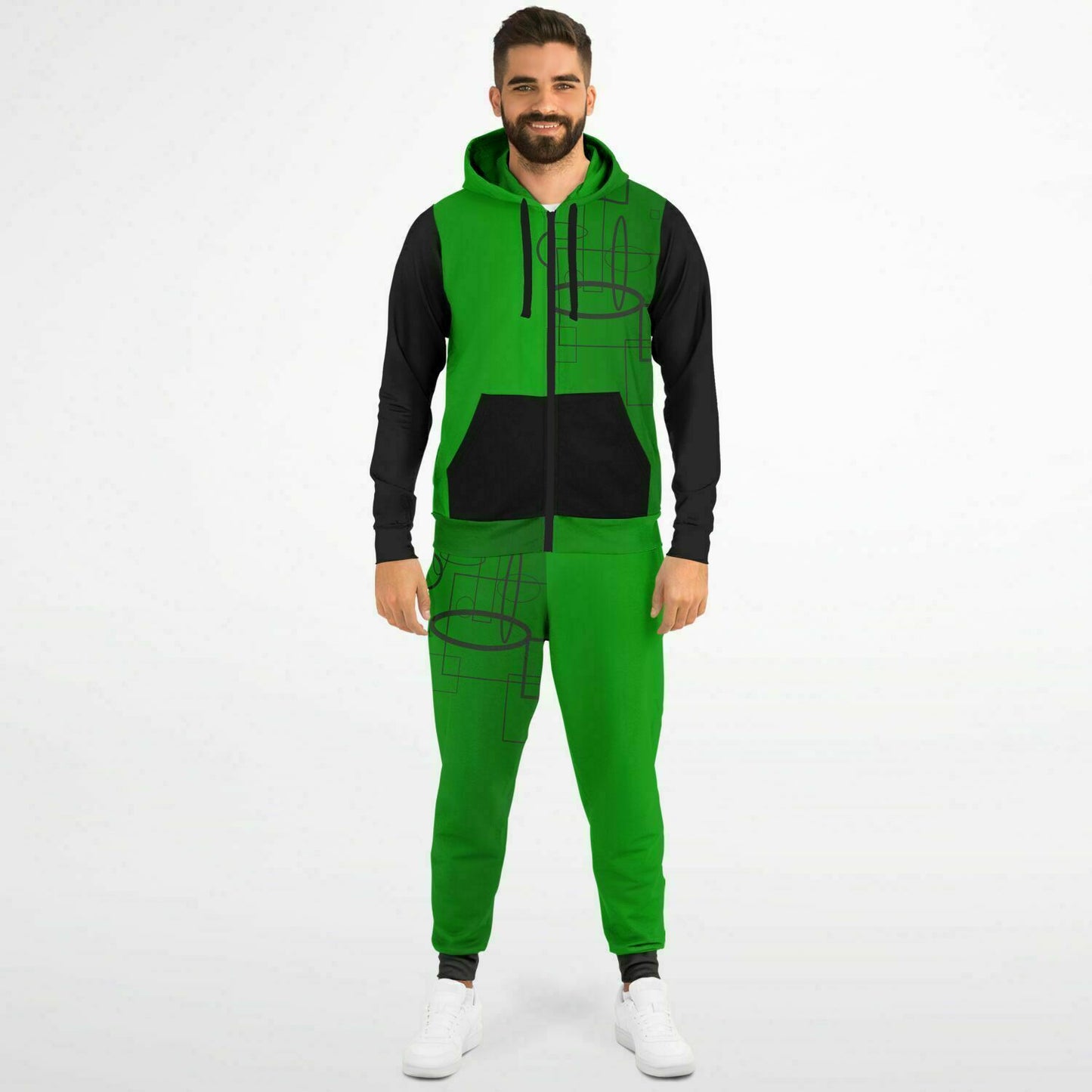 Fellas Faded Green Abstract Hoodie Jogger Set