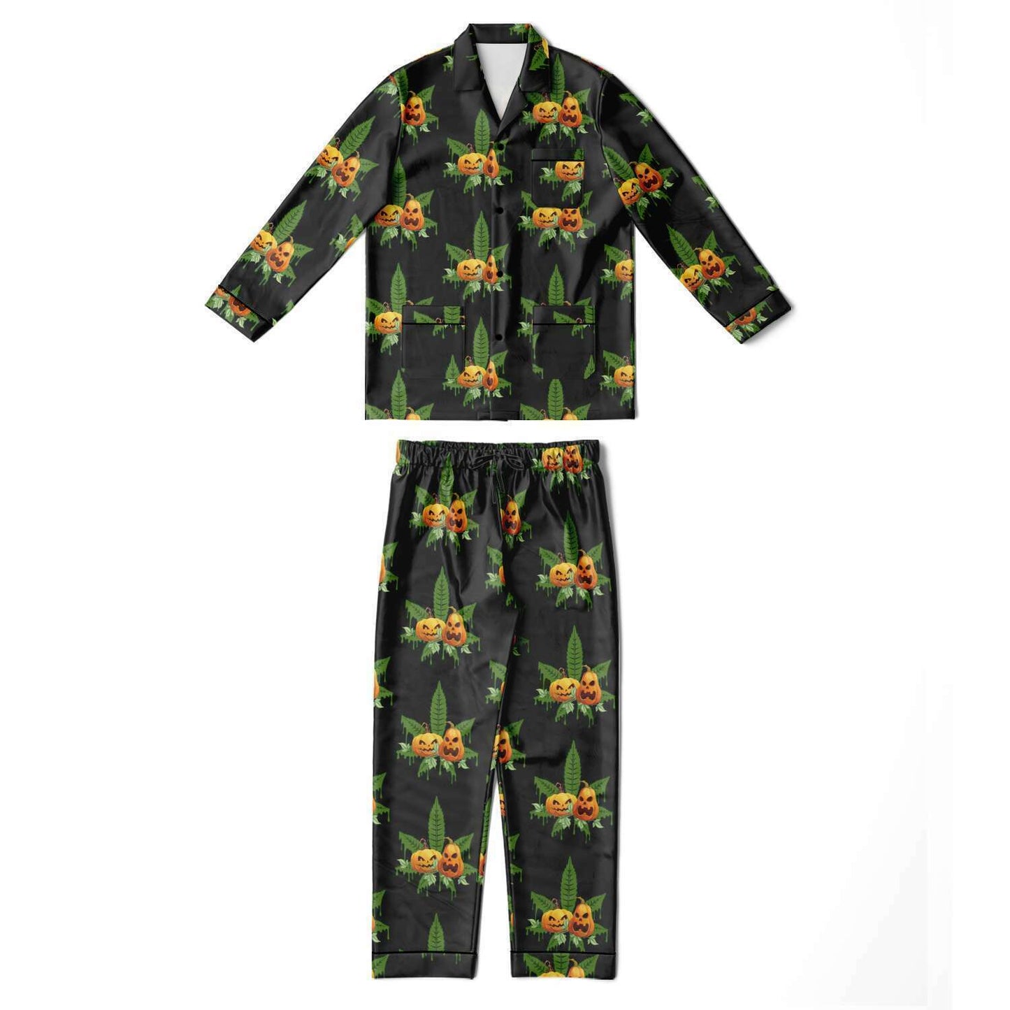 Fellas Halloween Pumpkin Satin Pajamas