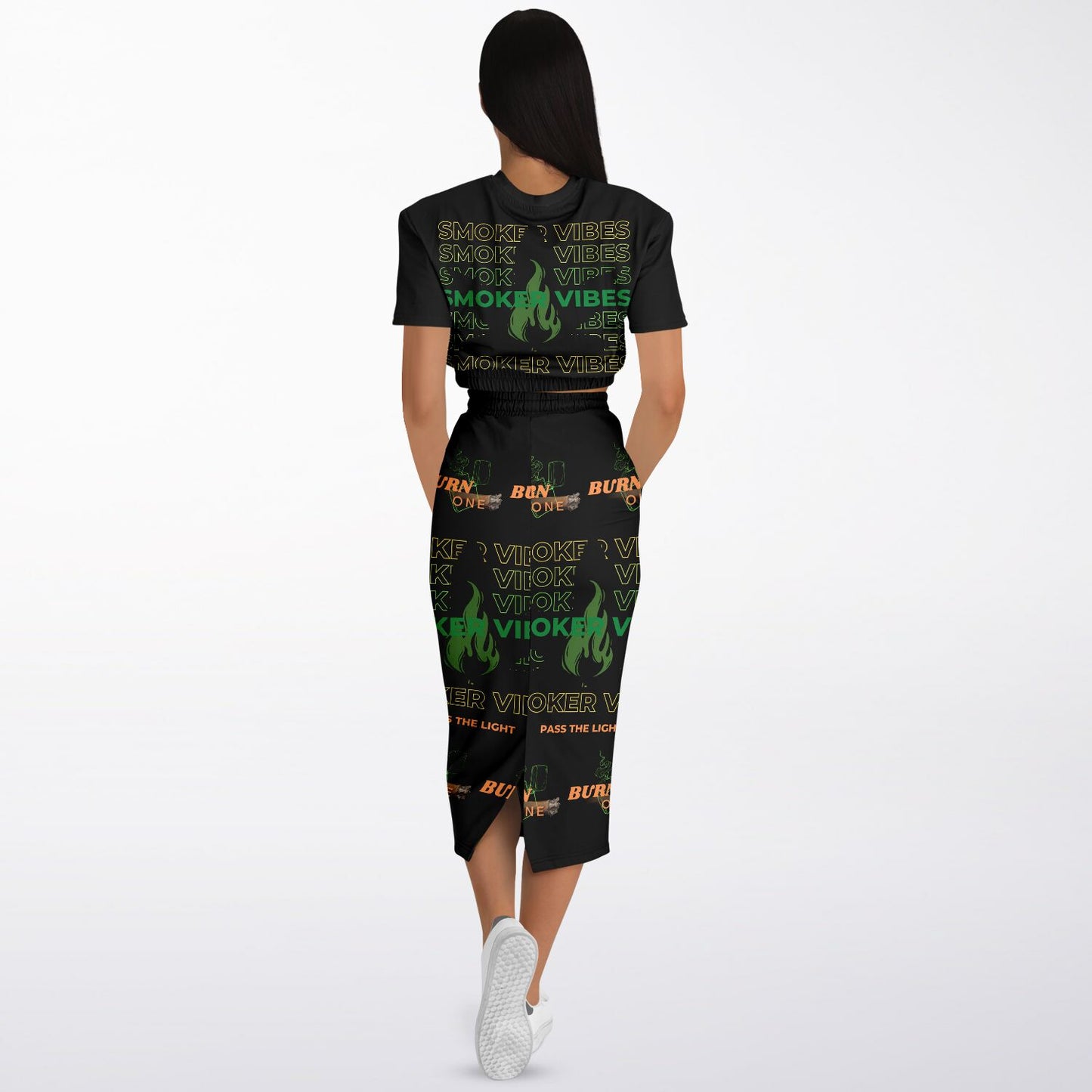 SmokerVibes Short Sleeve Sweatshirt and Long Pocket Skirt Set