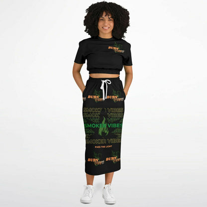 SmokerVibes Short Sleeve Sweatshirt and Long Pocket Skirt Set