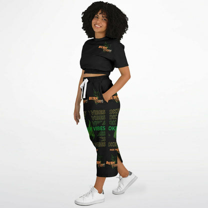 SmokerVibes Short Sleeve Sweatshirt and Long Pocket Skirt Set