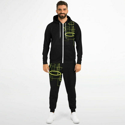 Fellas Black n Gold Abstract Hoodie Jogger Set