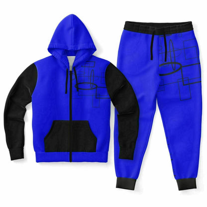 Fellas Blue Abstract Zip Hoodie Jogger Set