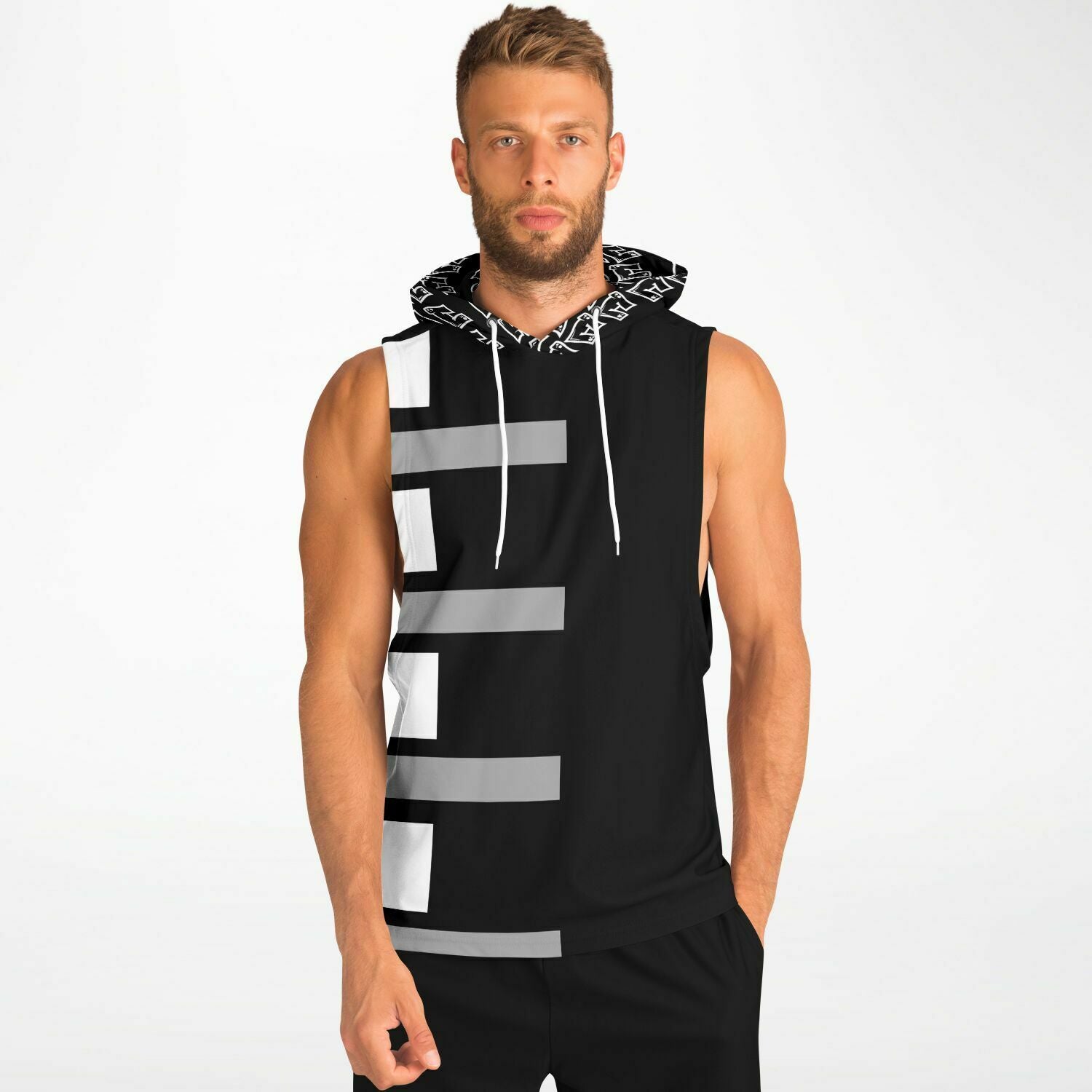 Fellas Graffiti AE Sleeveless Hoodie Blk-White