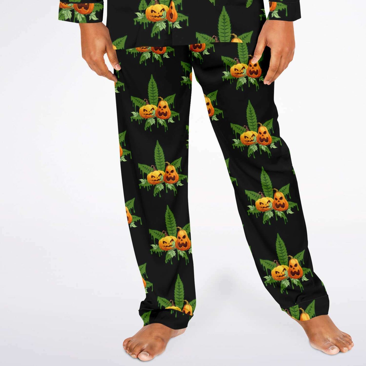 Fellas Halloween Pumpkin Satin Pajamas